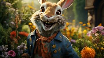 the comical hare, digital art illustration, Generative AI photo