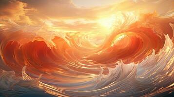 sunset radiance in abstract, digital art illustration, Generative AI photo