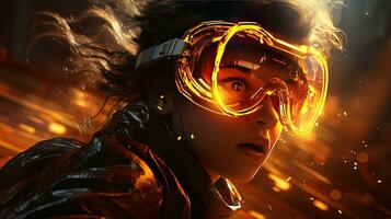 glowing lens flare spectacle, digital art illustration, Generative AI photo