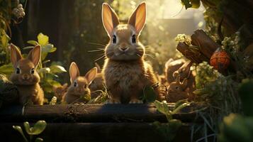 rabbit chronicles, digital art illustration, Generative AI photo