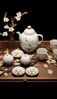 Exquisite Simple Tea Set AI generated photo