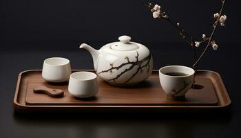 Exquisite Simple Tea Set AI generated photo