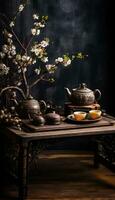 Exquisite Simple Tea Set AI generated photo