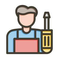 Electrician Vector Thick Line Filled Colors Icon For Personal And Commercial Use.