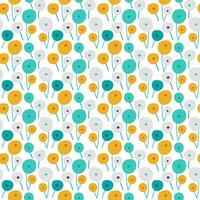 a pattern with yellow, orange and blue flowers vector