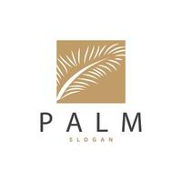 Palm Leaf Logo Design Vector Simple Minimalist Symbol Illustration Template