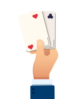 Hand holding playing cards png