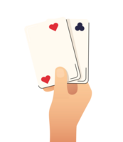 Hand holding playing cards png