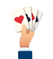 mão segurando jogando cartões png