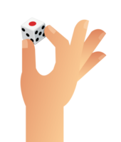 Hand holding dice. Gambling concept png