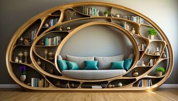 Home Decor Wooden Furniture AI Generative photo
