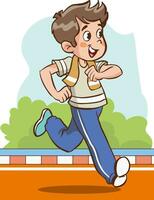 vector ilustración de niños corriendo carrera