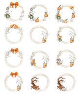 Fall wreath with orange elements. png