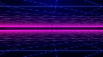 Abstract sci-fi grid, bright glowing neon lines, cyberpunk, wireframe net footage, Retro. Seamless loop video
