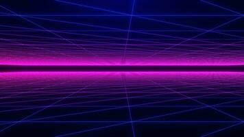 Abstract sci-fi grid, bright glowing neon lines, cyberpunk, wireframe net footage, Retro. Seamless loop video