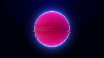 Trendy retro futuristic pink neon lights. Retro sunset. cyberpunk.  80s Retrowave Background. Seamless loop. video