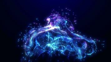 Abstract particles background, neon moving particle, color fluid particles, like a jellyfish, multicolored particles on background, bright background with glowing particles, 4k video