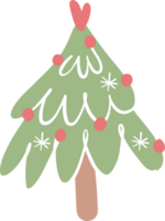 Navidad árbol, linda festivo pino con decoración dibujos animados garabatear png