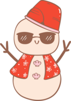 linda verano monigote de nieve hombre de arena, retro Navidad dibujos animados garabatear dibujo png