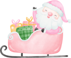 rosa santa claus illustration vattenfärg png