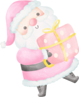 Pink Santa Claus illustration watercolor png