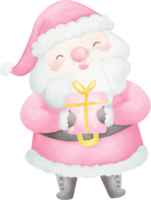 Pink Santa Claus illustration watercolor png