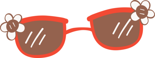 süß retro Sonnenbrille mit Gänseblümchen Karikatur Gekritzel Hand gezeichnet Sommer- Stimmung png