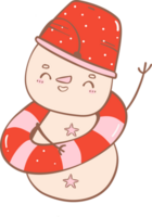 linda verano monigote de nieve hombre de arena, retro Navidad dibujos animados garabatear dibujo png