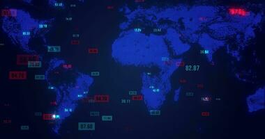 digitale ologramma di il terra carta geografica. globale comunicazione concetto, digitale tecnologia, attività commerciale sfondo. globale telecomunicazioni. comunicazione tecnologia globale mondo Rete. 3d video