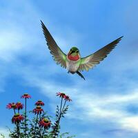 Ruby-throated hummingbird - 3D render photo