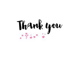 Thank you with hearts  Transparent background, PNG File