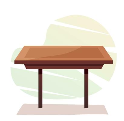 Wooden tables for home in flat and cartoon style.