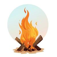 Camping burning Bonfire. Open Flame. vector