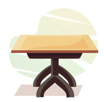 Wooden tables for home in flat and cartoon style.