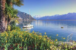 Geneva lake at Montreux, Vaud, Switzerland photo