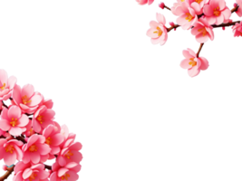 Pink cherry blossom branches frame on transparent background.Generative AI. png