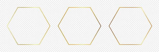 Gold glowing hexagon frame vector