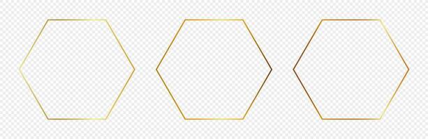 Gold glowing hexagon frame vector