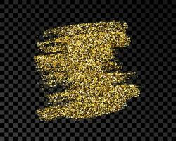 Hand drawn ink spot in gold glitter. Gold ink spot with sparkles isolated on dark background. Vector illustration