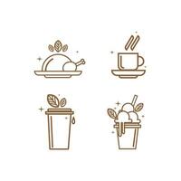 four icons of food and drink, including coffee, tea and ice cream vector