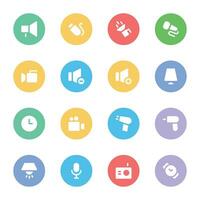 Pack of Media and Electronic Machines Flat Icons vector