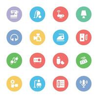 Set of Home Appliances Flat Round Icons vector