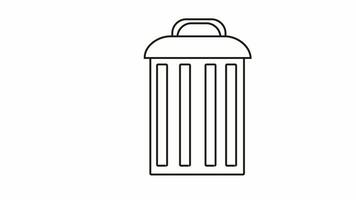 Animé vidéo de une poubelle pouvez esquisser icône video