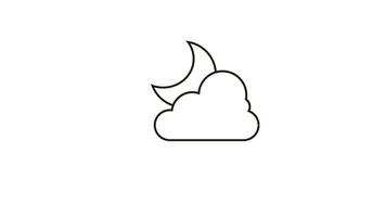 animiert Video von ein skizzieren Symbol von ein Halbmond Mond hinter Wolken