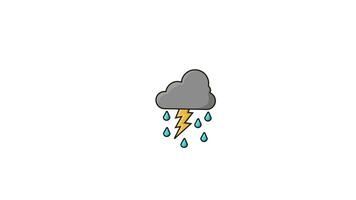 animated video of rain cloud and lightning icons