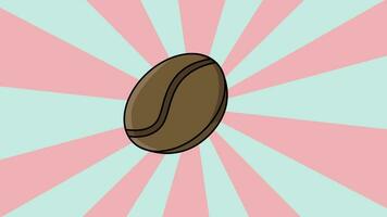 Animated video of a coffee bean icon with a rotating background