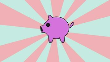 Animation of a pig's savings shape with a rotating background video