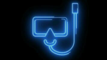 animated video of the shape of snorkeling glasses with a neon saber effect