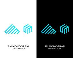 Letter SM monogram simple geometric line logo design. vector