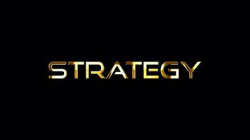 Strategy gold text with glitch effect shine loop video